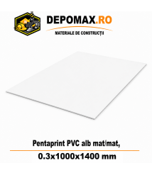 Placa PVC rigid Pentaprint Alb Mat/Mat 0.3x1000x1400 mm